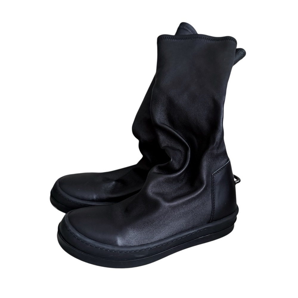 Rick Owens SS16 Cyclops Black Leather Stretch Sock Sneakers Boots Size 36